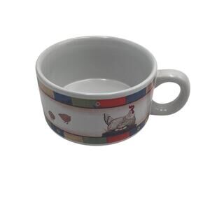 Warren Kimble Country Chicken Soup Mug Bowl Cup Handle Farmhouse Rooster